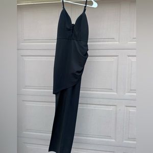 Black V Neck High low Dress